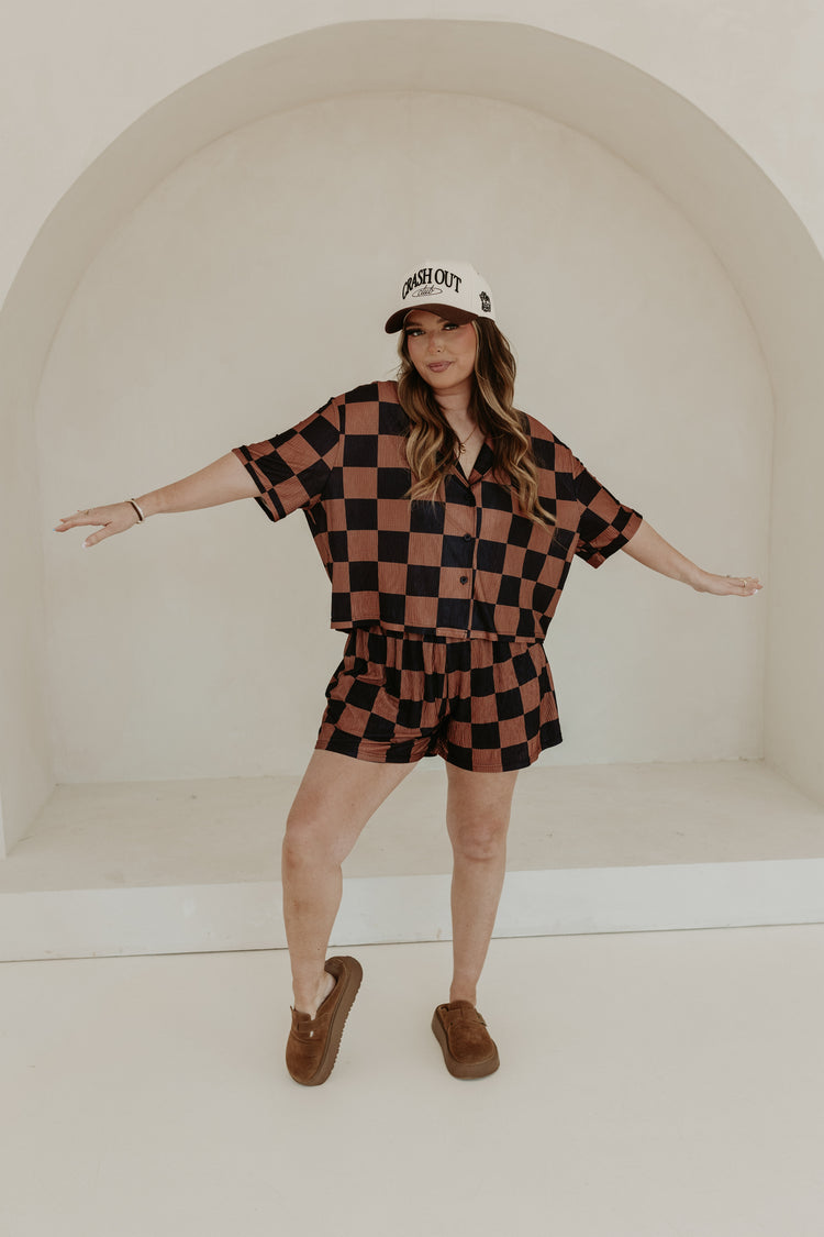 Black and Brown Checkmate (SHORT SLEEVE) TOP