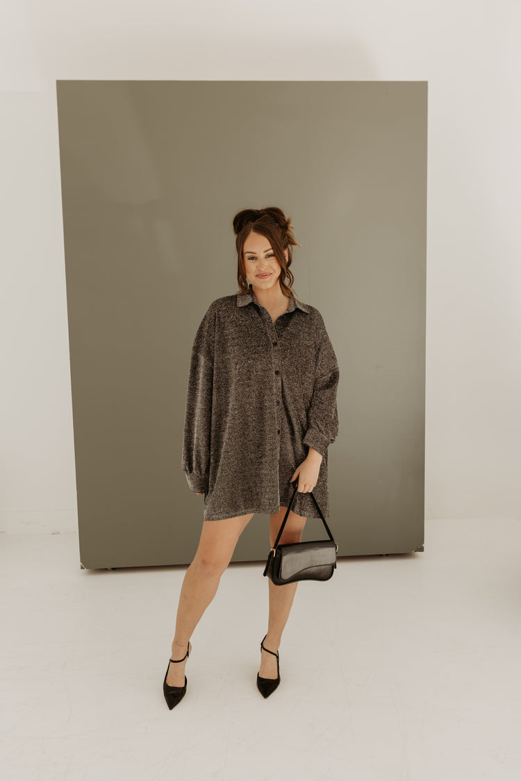 Midnight Magic Oversized Button up (Gunmetal)