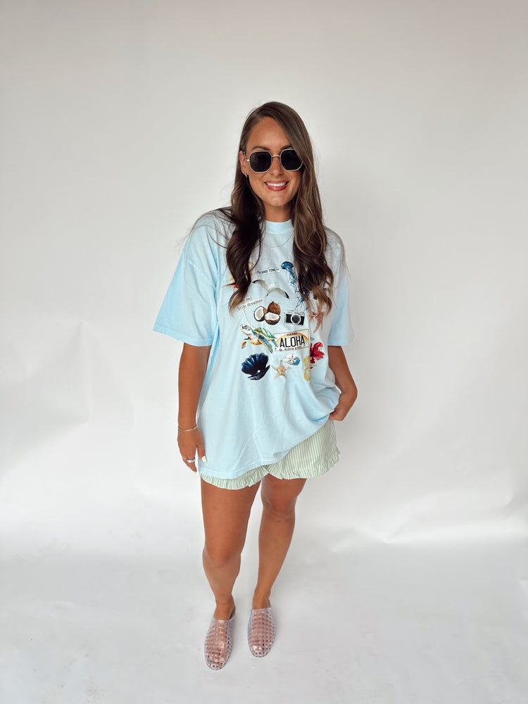 BEACHY COLLAGE TEE (CHAMBRAY)