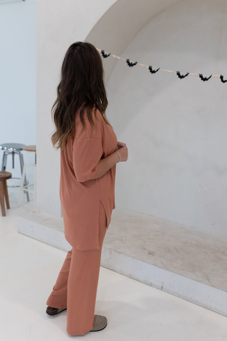 Ribbed Catlyn Pants Set (Terracotta)