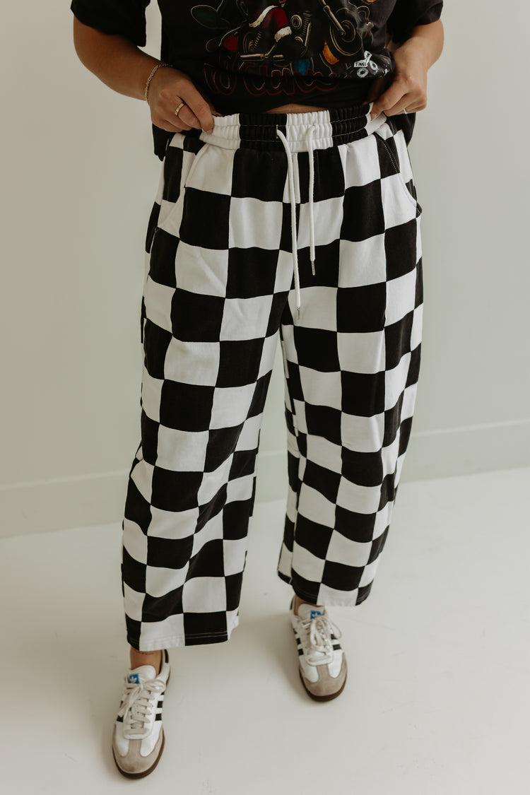 Barrel Sweat Pants (B&W CHECK)