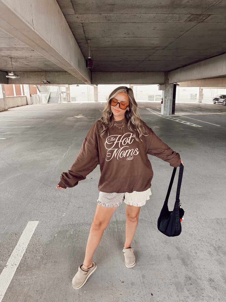Hot Moms Club -Tan- Sweatshirt (Chocolate Brown)