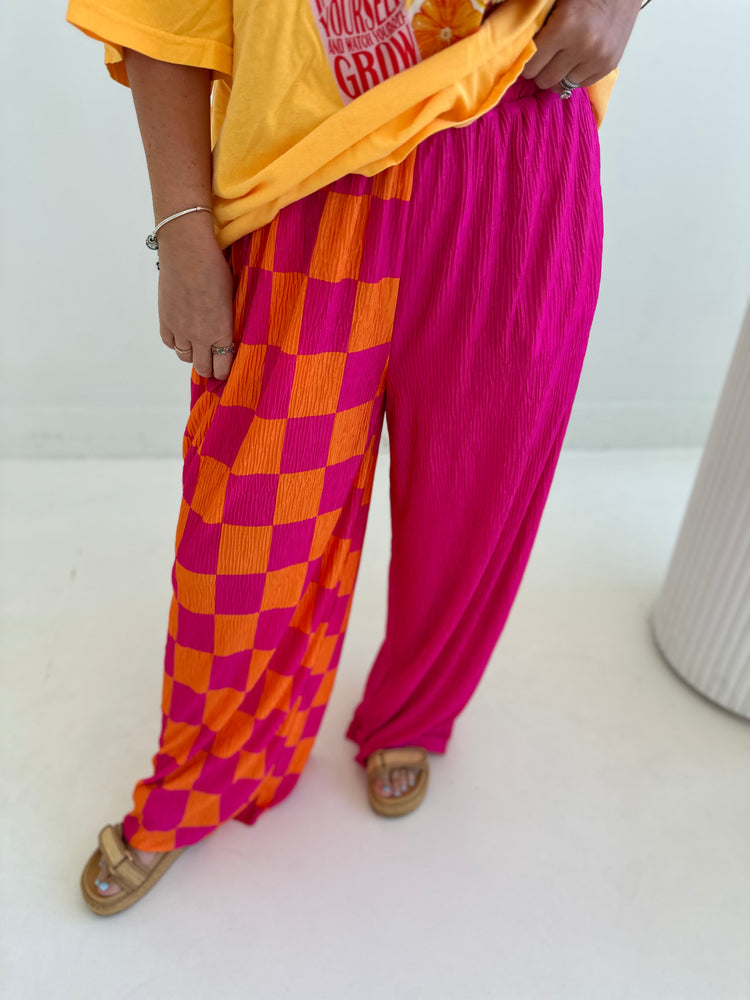 HOT Pink and Orange Spliced Flowy PANTS