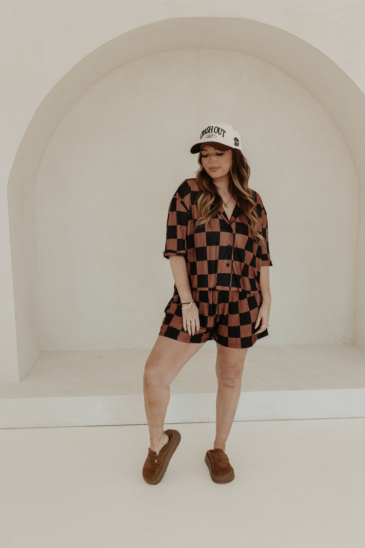Black and Brown Checkmate (SHORT SLEEVE) TOP