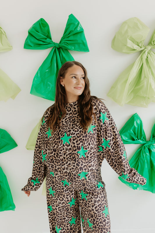 The Green Star Leopard Top