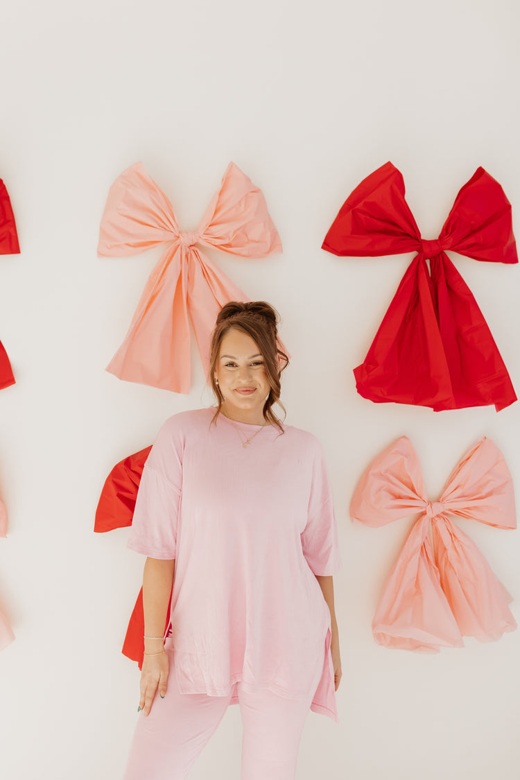 Ribbed Catlyn Flare Pants Set (baby pink)