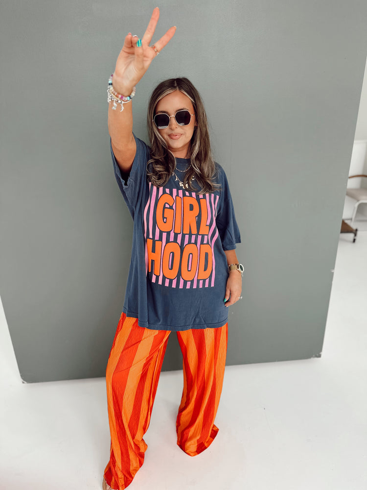 Hot Orange Striped Flowy PANTS