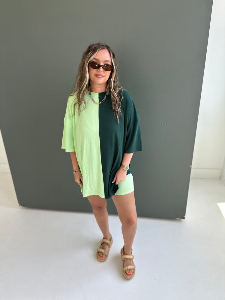 ENVY GREEN SPLICED RIBBED CATLYN SET