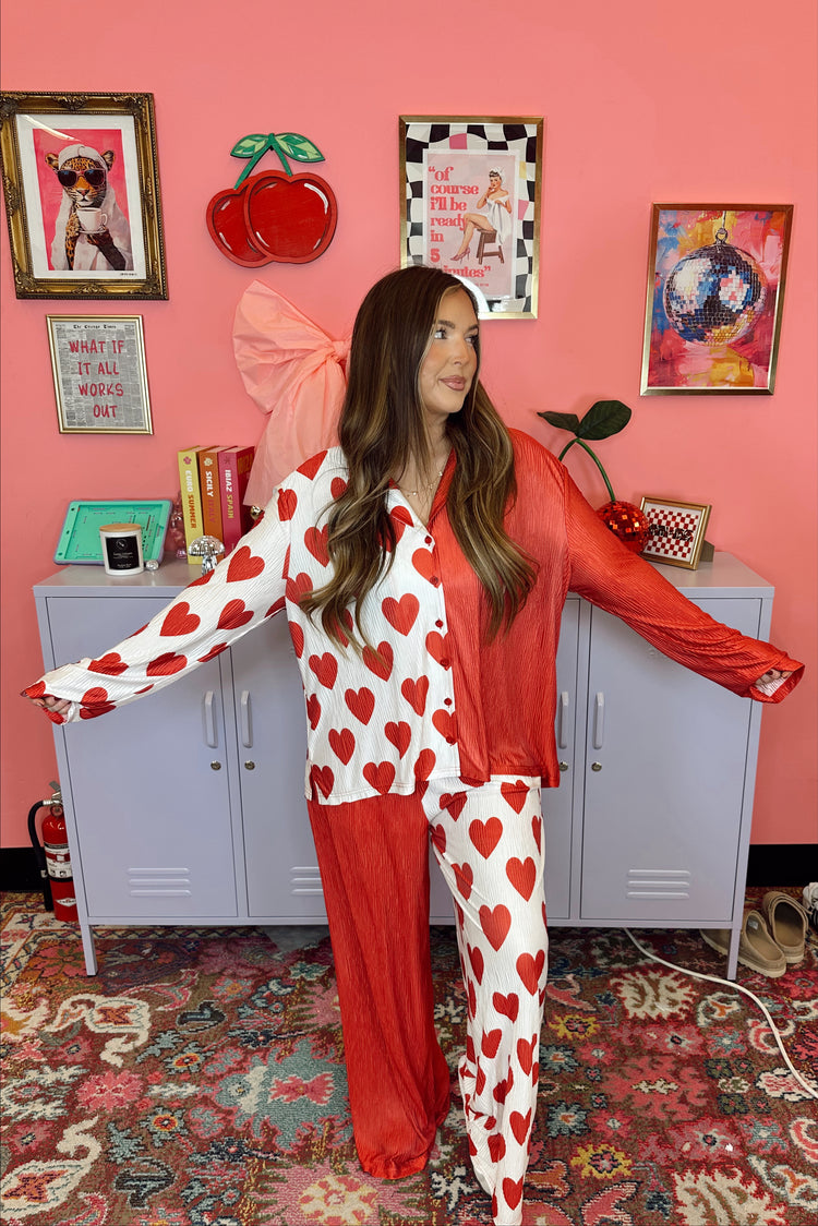 Queen of Hearts Flowy Spliced Pants