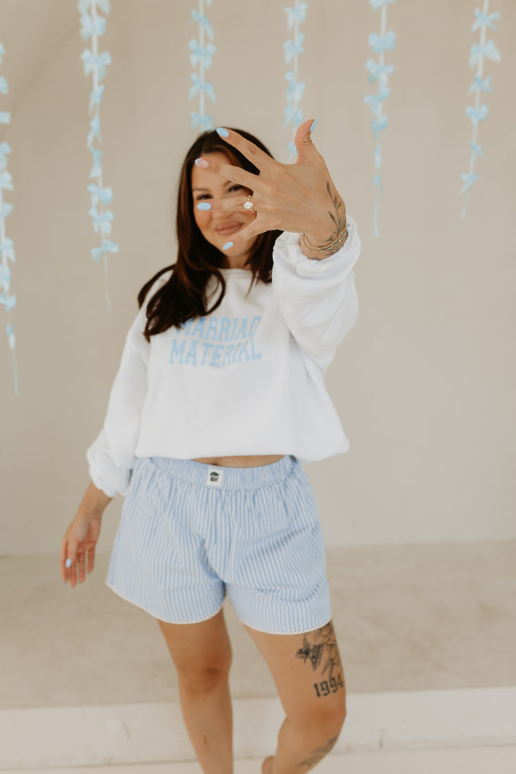 Love & Lace Blue Pin Stripe Boxer Shorts