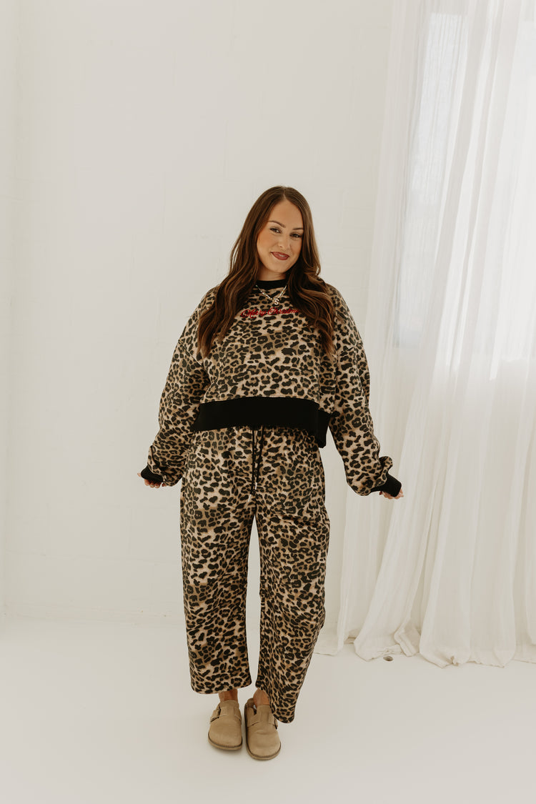 Merry Christmas Leopard Cropped Crew (PRE ORDER)