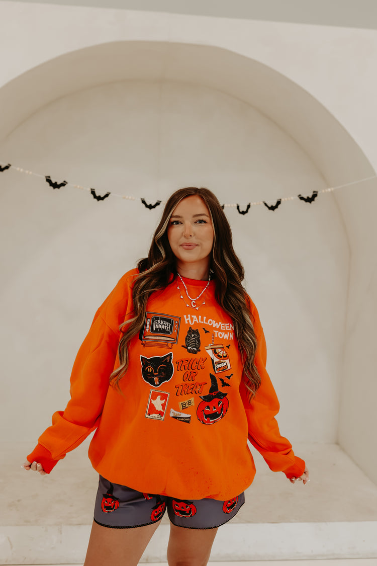 Vintage Halloween Town LUX oversized Sweatshirt (Orange)