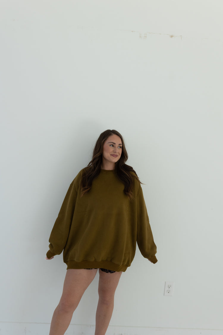 OLIVE GREEN LUX CREW