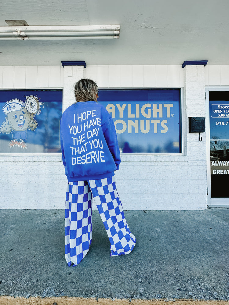 CHECKMATE WIDE LEG PANT (BLUE)