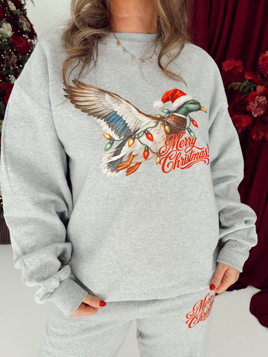 Christmas Mallard Graphic Sweatshirt (Grey)