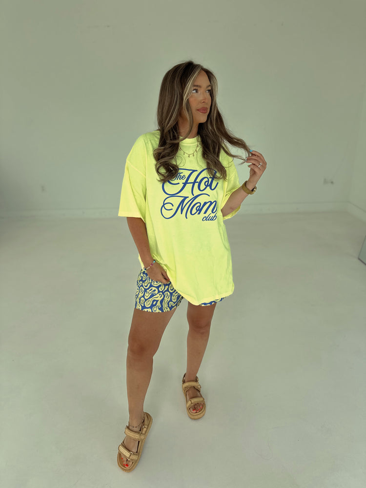 Hot Moms Club Blue —Neon Yellow