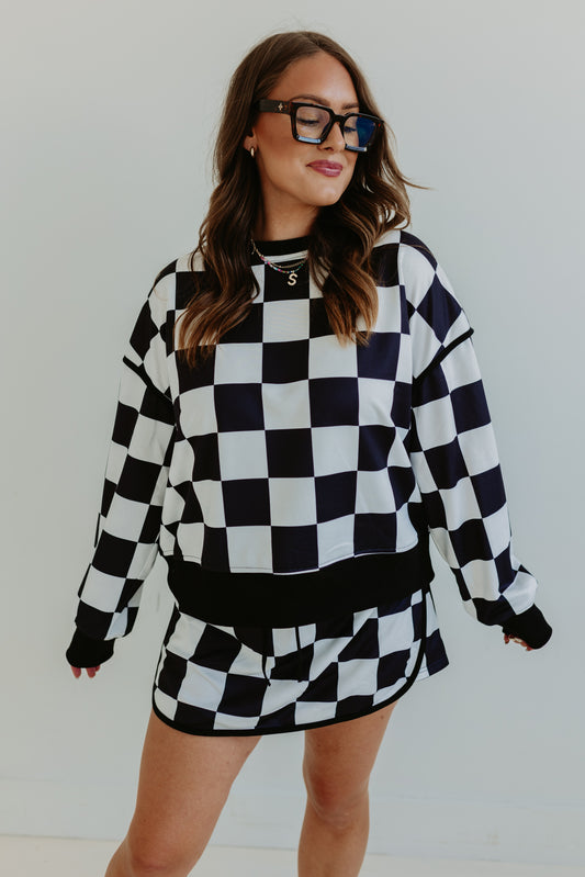 B&W Checkered Soft LS Top