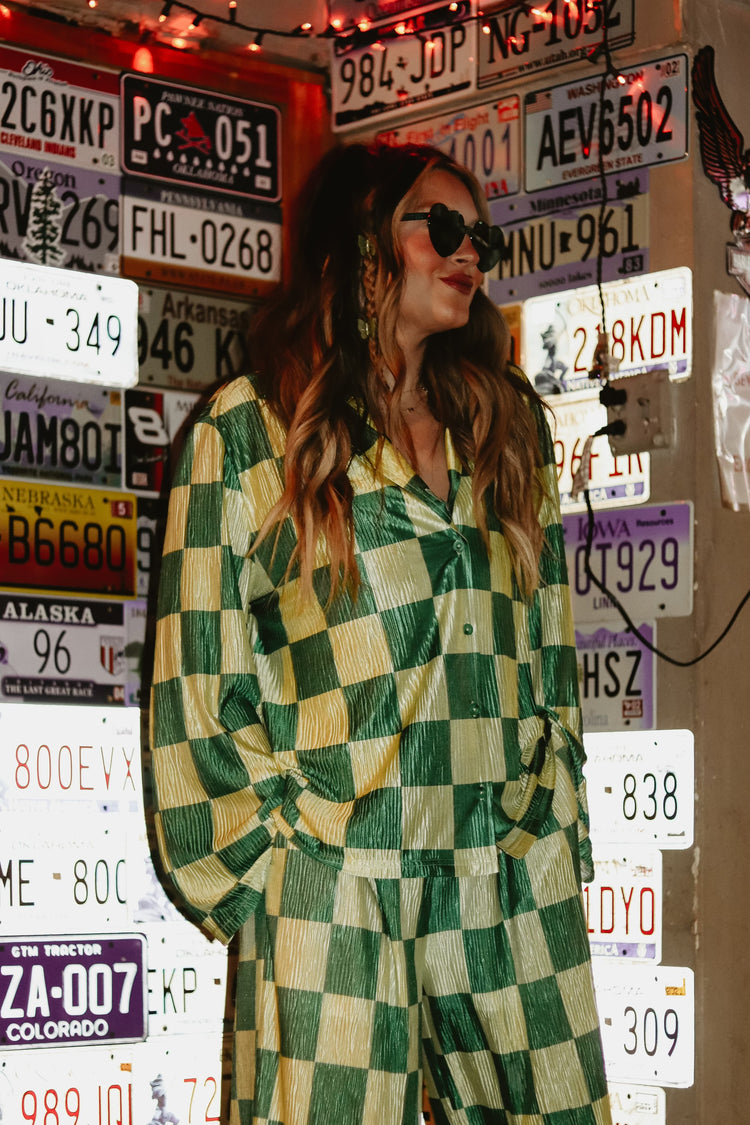 Checkmate Button Up Top (Green)