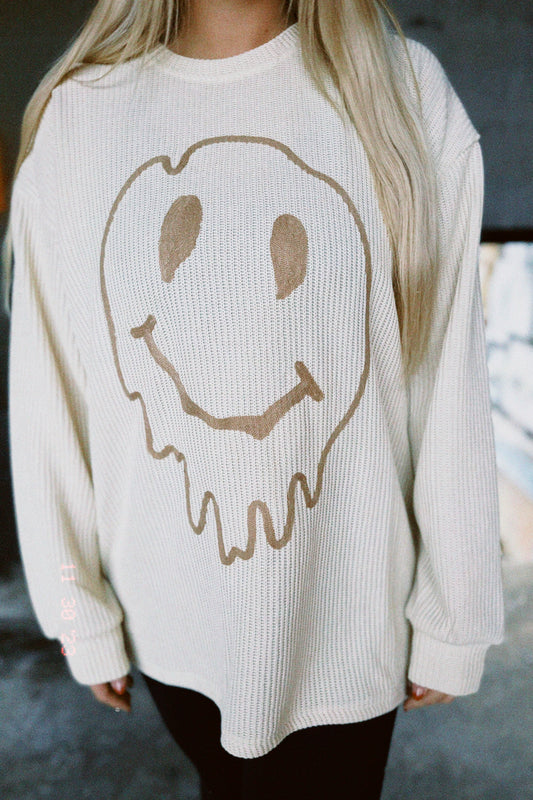 DRIP SMILEY KNIT SWEATER (CREAM)