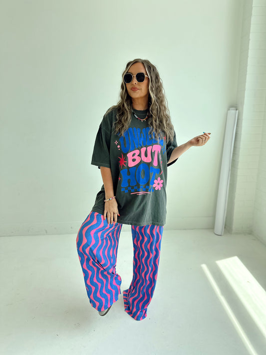 Blue X Pink wavy Flowy PANTS