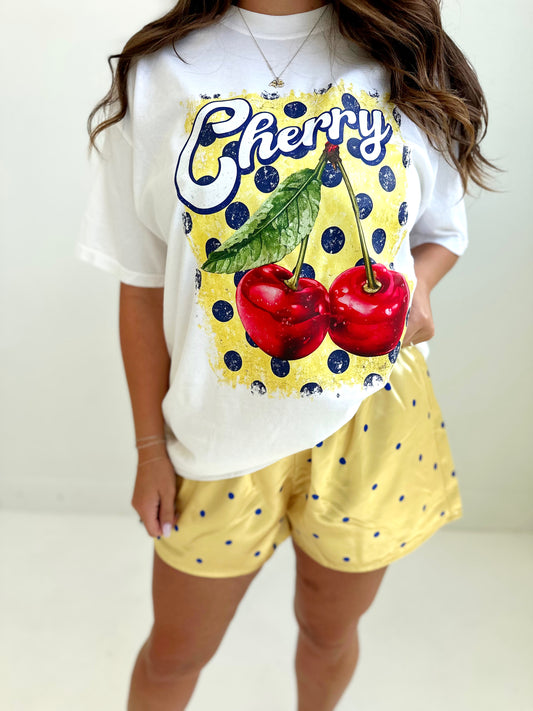 Polka Dot Yellow & Blue Silky Boxer Shorts