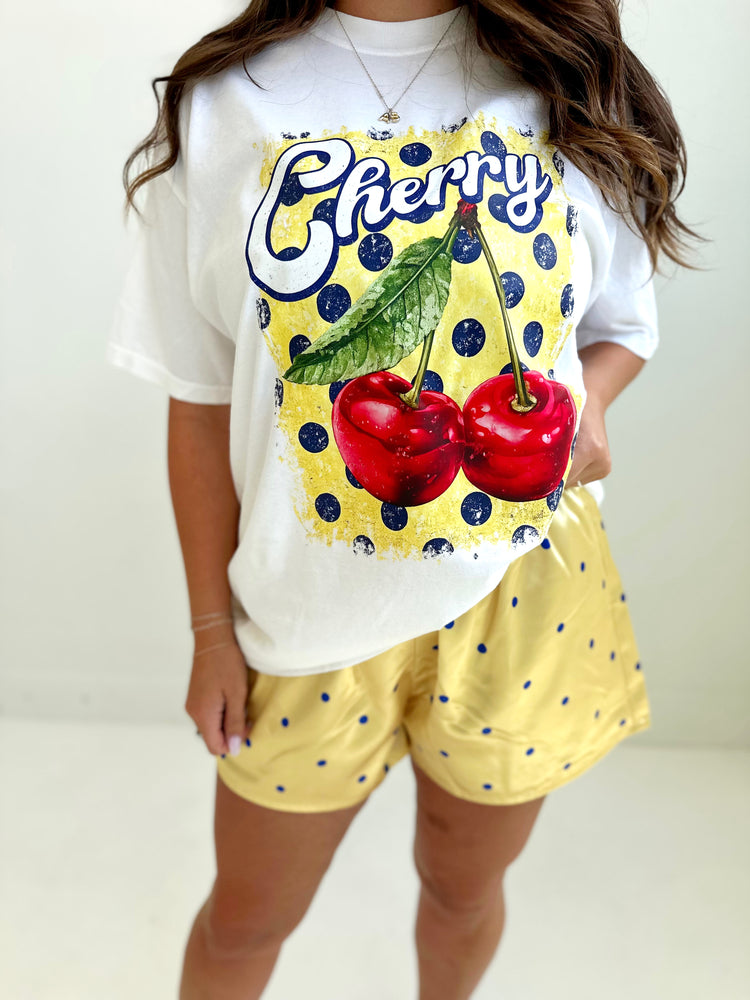 Polka Dot Yellow & Blue Silky Boxer Shorts