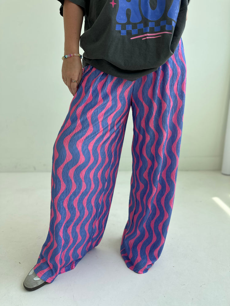 Blue X Pink wavy Flowy PANTS
