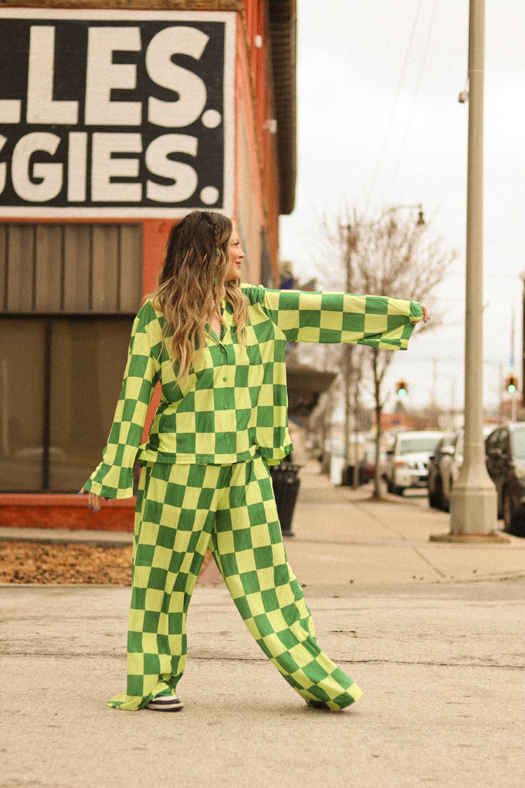 Checkmate Wide Leg Pant —  (Green)