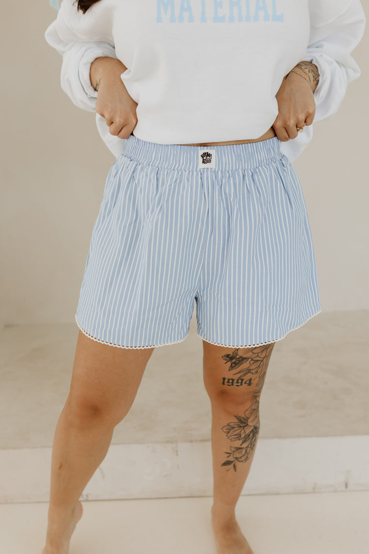 Love & Lace Blue Pin Stripe Boxer Shorts