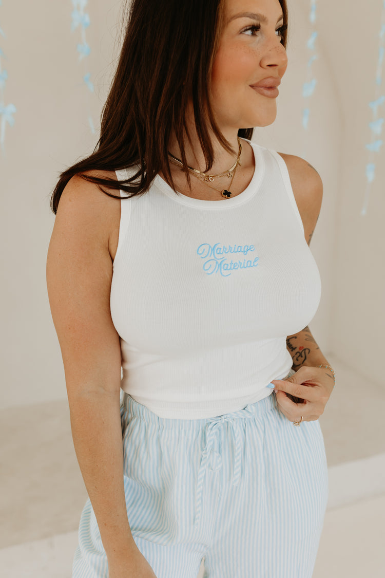 Embroidered Marriage Material TANK