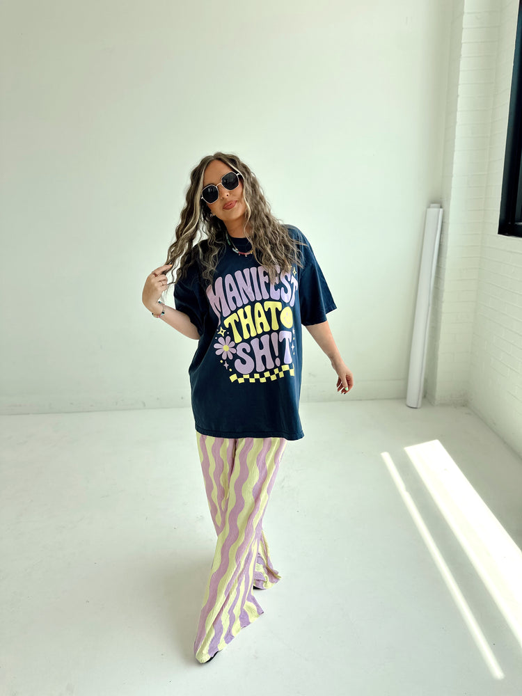 Yellow X purple wavy Flowy PANTS