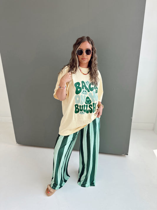 Green & Mint Striped Flowy PANTS