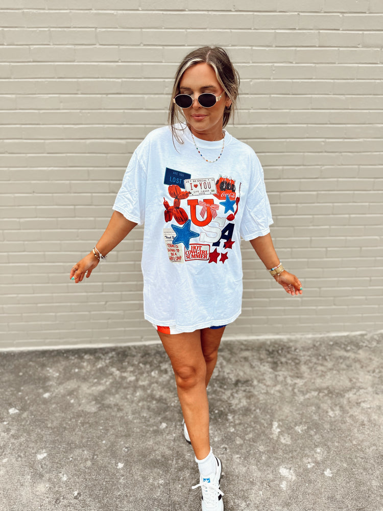 USA Collage graphic BABY BLUE (cropped or full length)