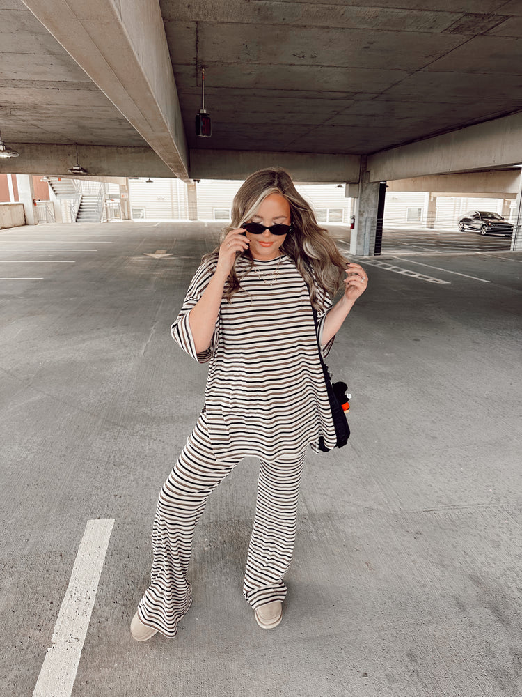 The Stripe Catlyn PANTS set (Taupe, Black, & Tan)