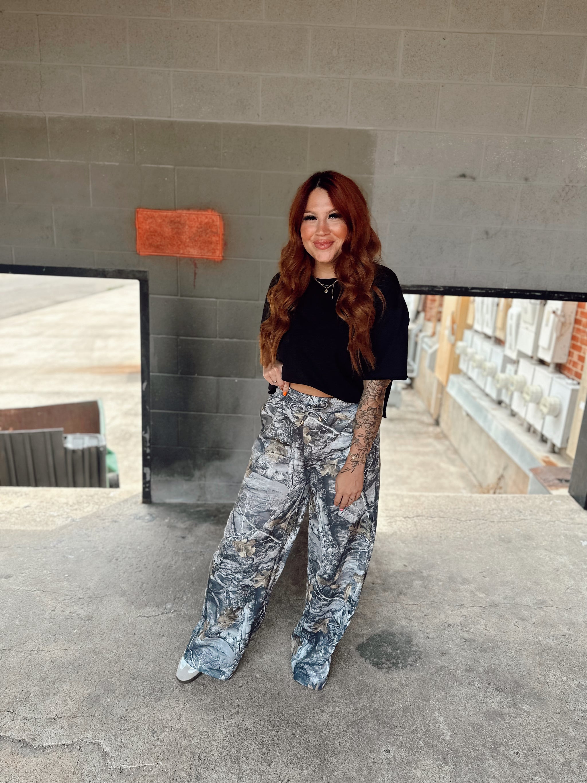 Jolie Glossed Camo Trek Pant