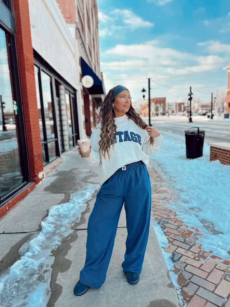 Blue Gingham Boxer Pants