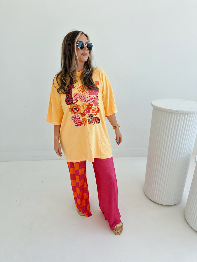 HOT Pink and Orange Spliced Flowy PANTS