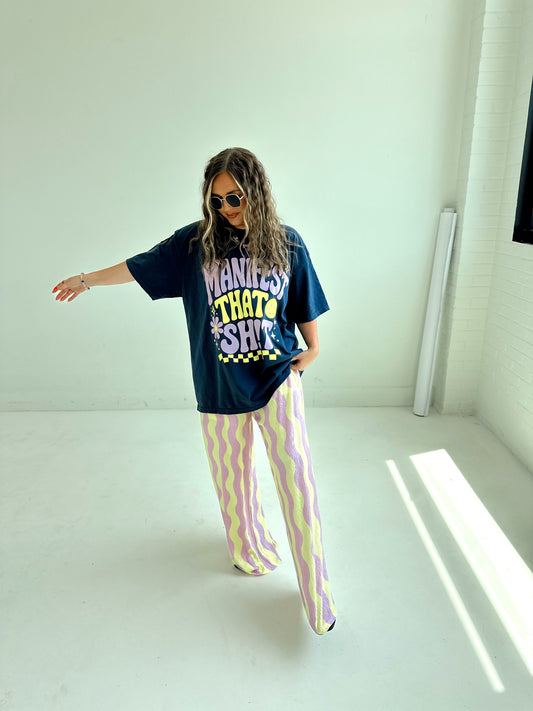 Yellow X purple wavy Flowy PANTS