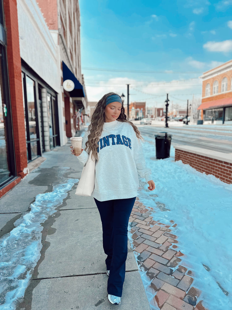 VINTAGE Mock Neck Oversized Crewneck (Oatmeal)