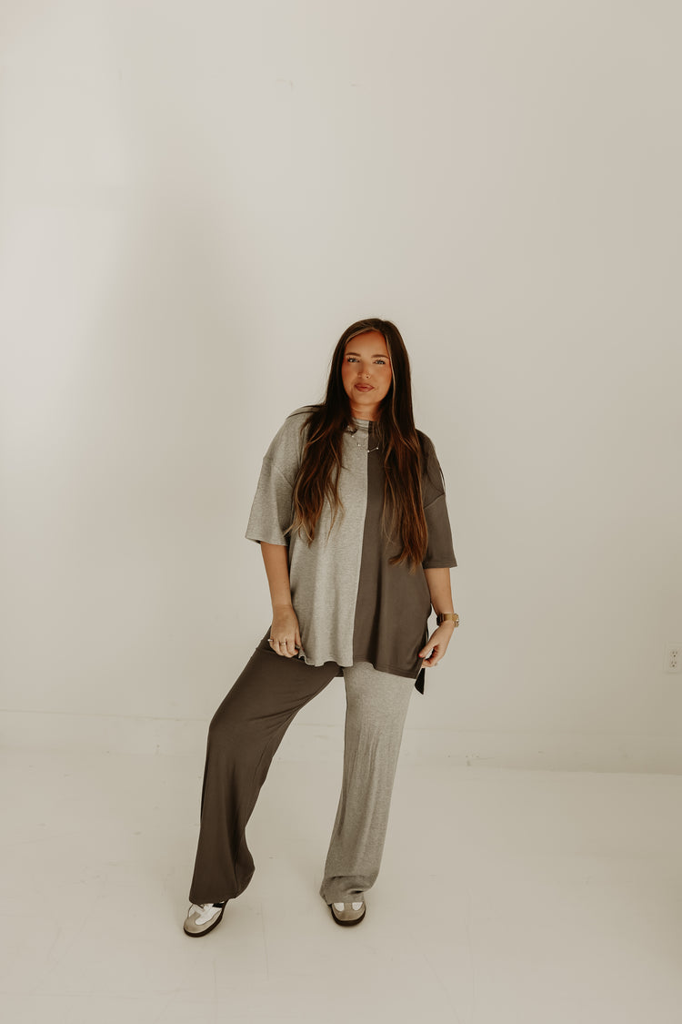 Ribbed Catlyn Pants Set (SPLICED GREY)