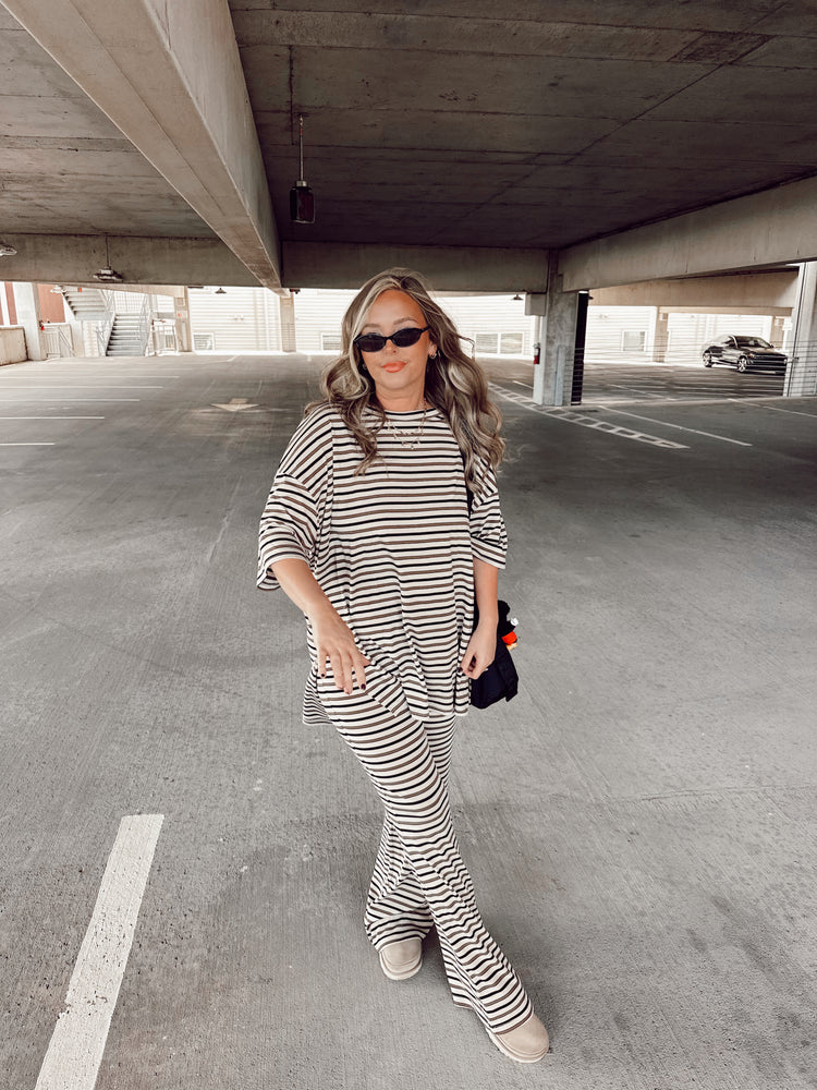 The Stripe Catlyn PANTS set (Taupe, Black, & Tan)