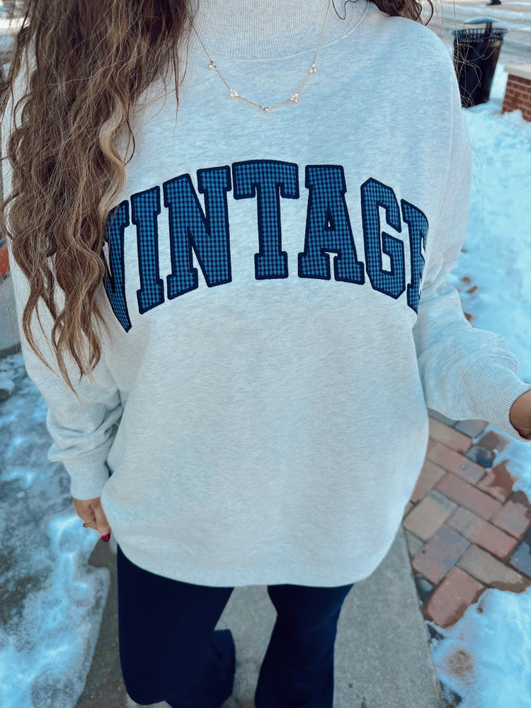 VINTAGE Mock Neck Oversized Crewneck (Oatmeal)