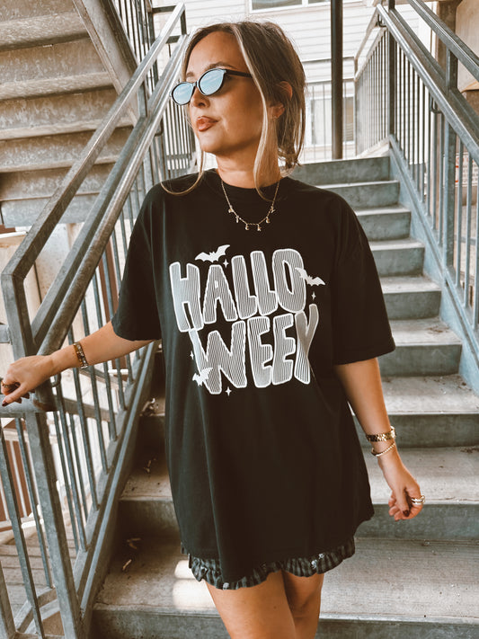 Striped Halloween Graphic Tee (Black)