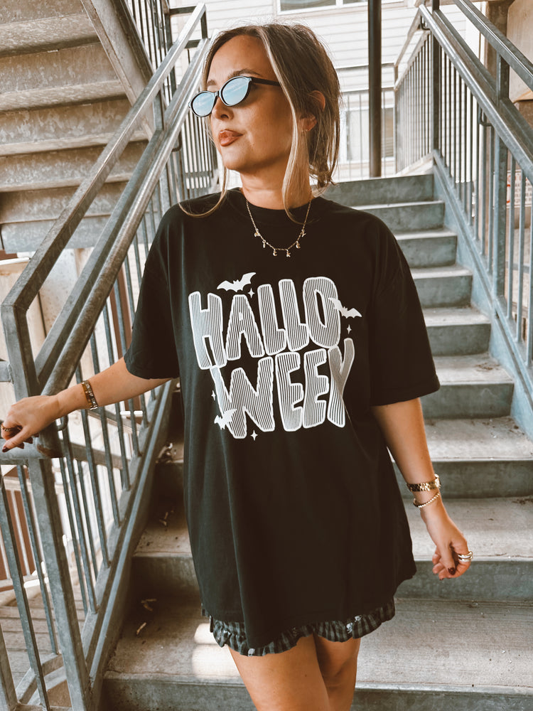 Striped Halloween Graphic Tee (Black)