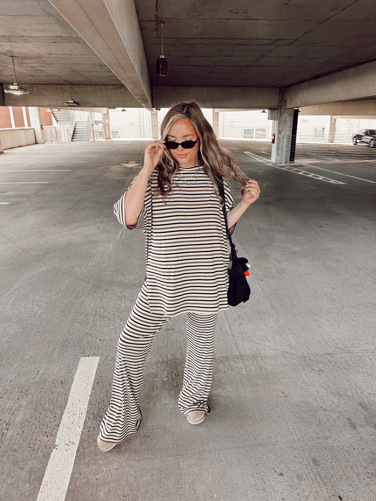 The Stripe Catlyn PANTS set (Taupe, Black, & Tan)