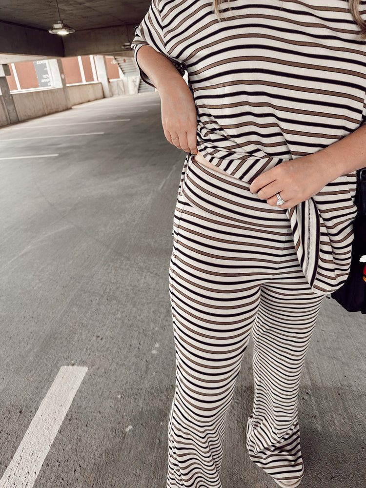 The Stripe Catlyn PANTS set (Taupe, Black, & Tan)