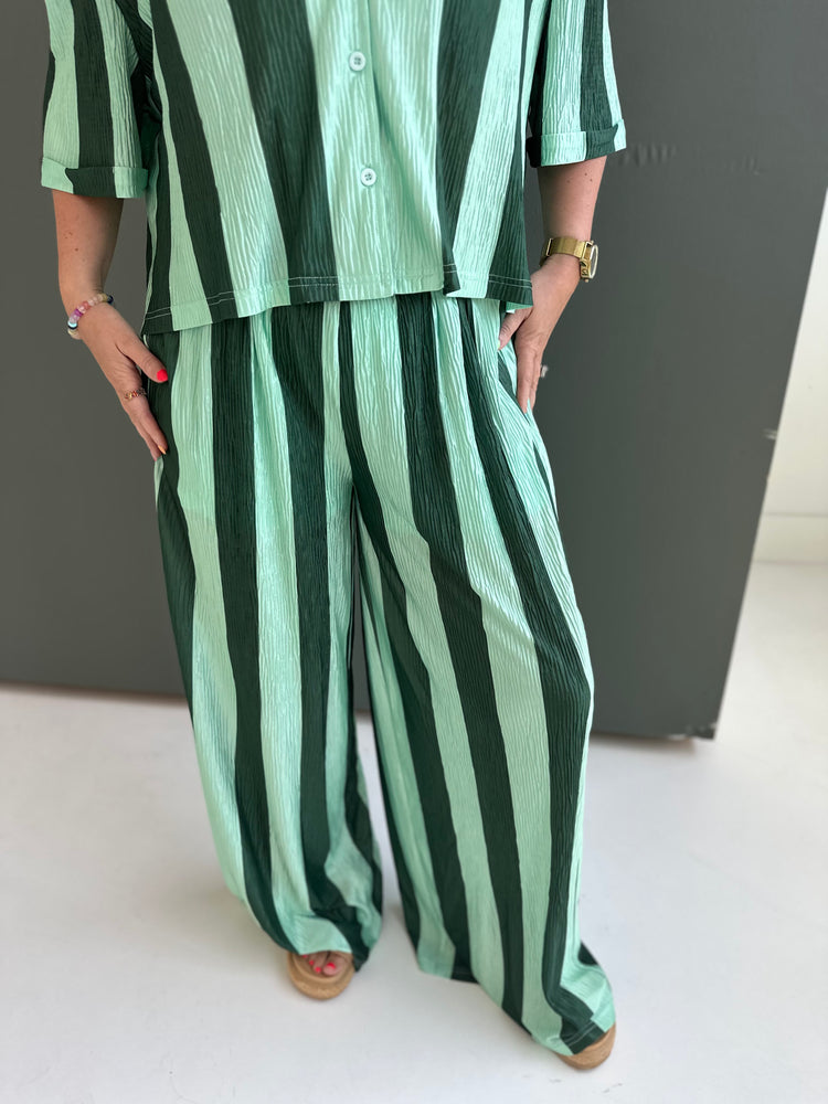 Green & Mint Striped Flowy PANTS