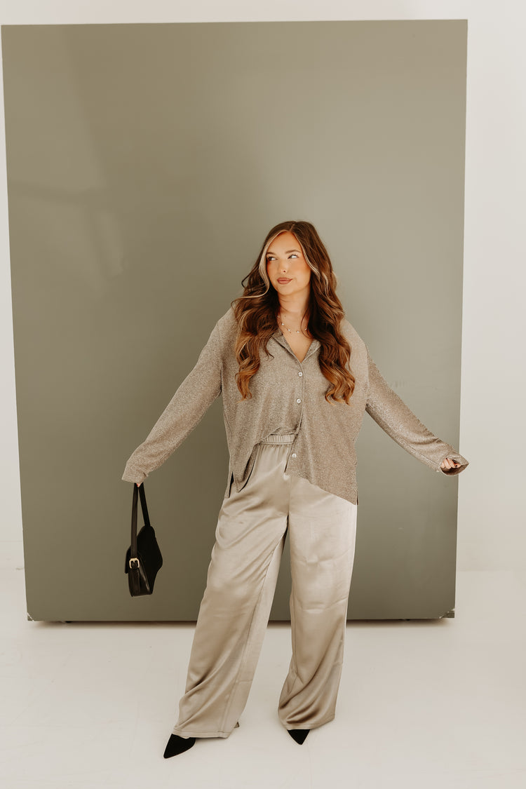 Silky Style Wide leg Pants (chrome)