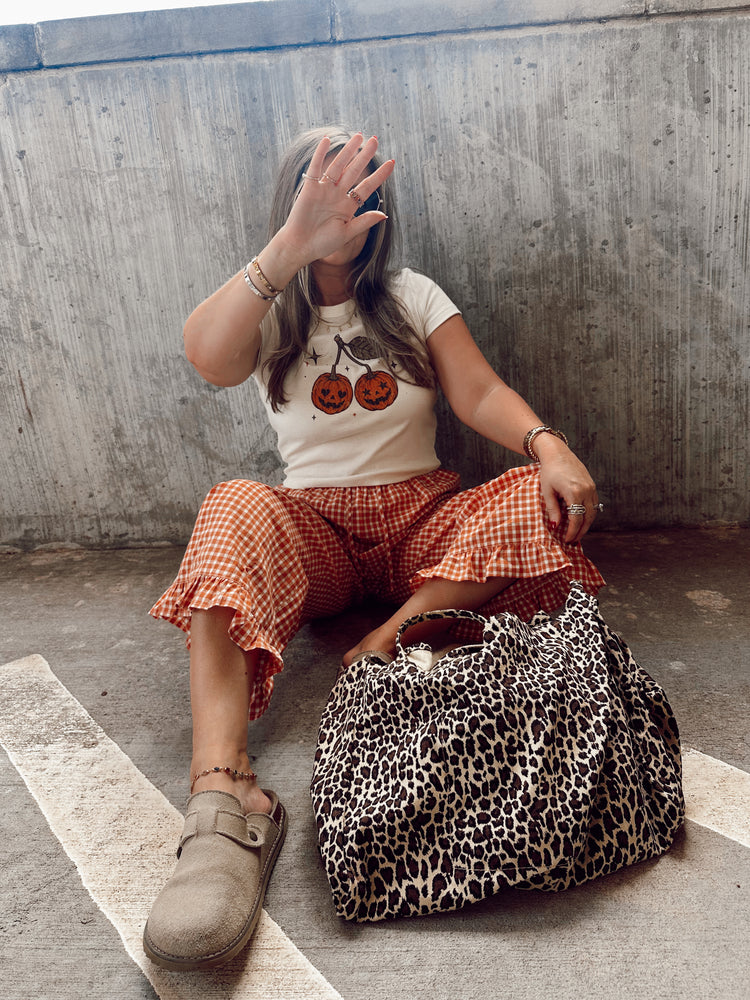 Orange Gingham Cropped Ruffle Boxer PANTS