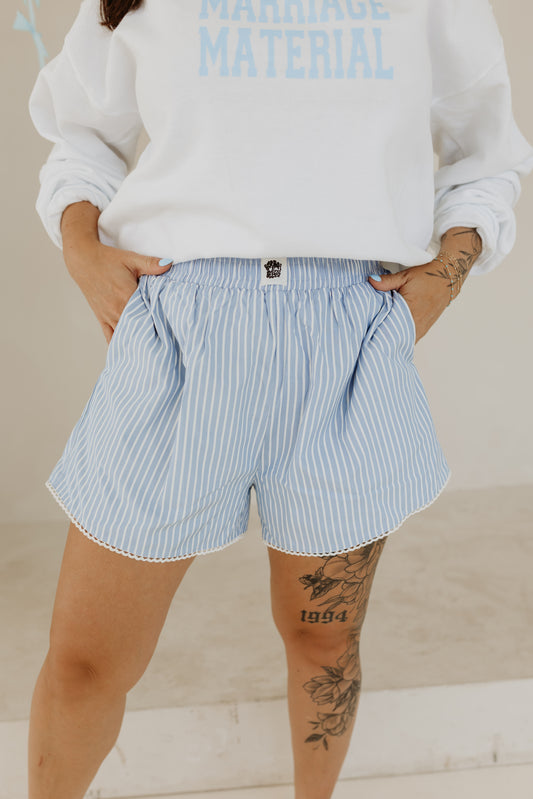Love & Lace Blue Pin Stripe Boxer Shorts